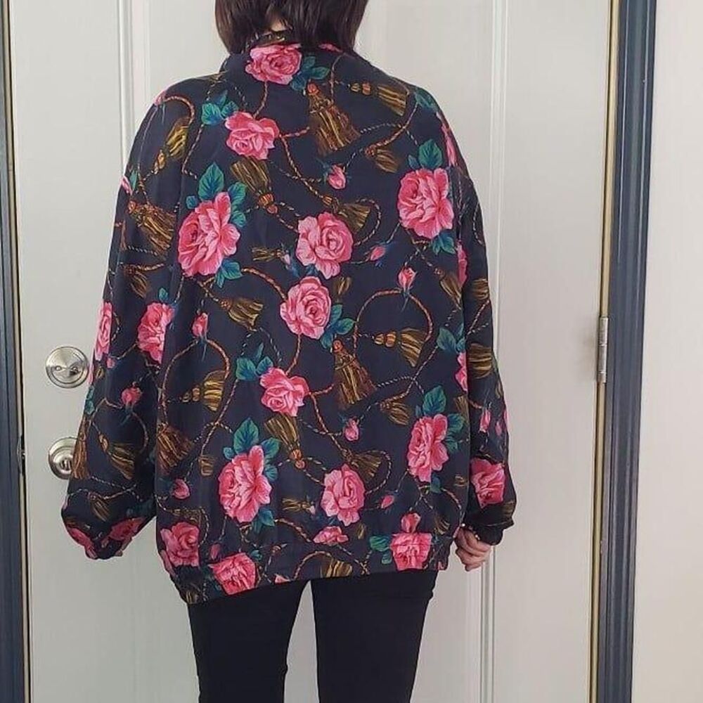 90s Silk Rose‎ Print Windbreaker - Picture 3 of 4
